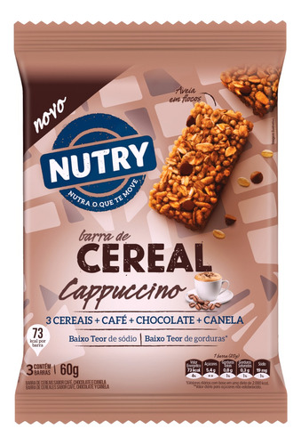 Barra de cereal Nutry Nuts  sabor cappuccino 20 g pacote x 3