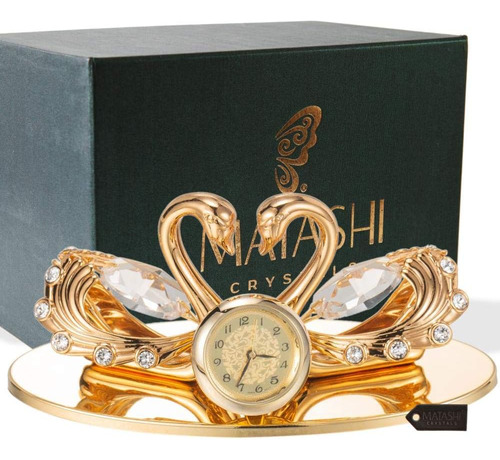 24k Chapado Oro Cisnes Cariñoso Figurita Reloj Adorno ...