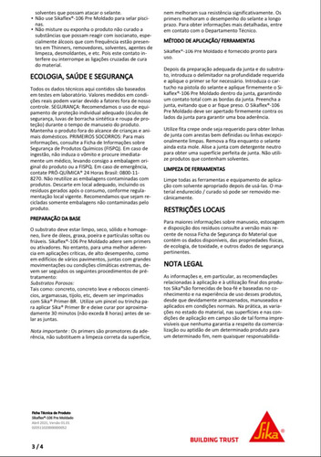 Sikaflex 106 Pre Moldado Cinza Sache 800g ( 20 Unidades )