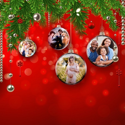 10 Bolinhas De Natal Personalizadas 6,5cm Foto Frente/verso