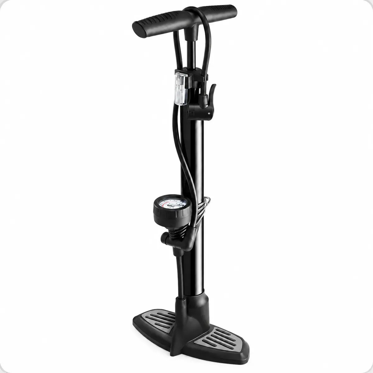 Bomba Ar Manual Para Encher Pneus Carro Moto Bike Boias 160 Psi Com Manômetro Cor Preto - Snel