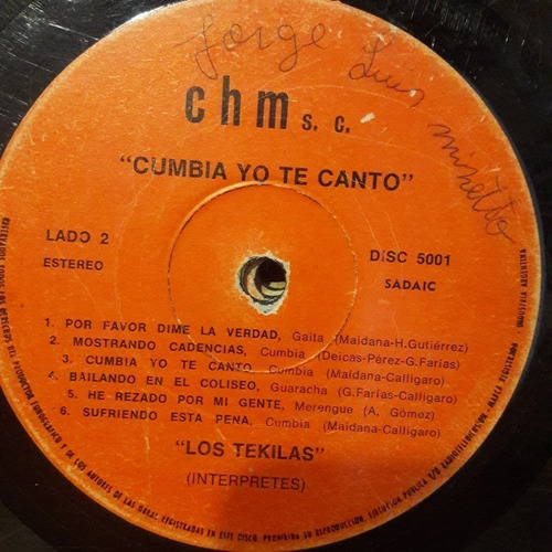 Sin Tapa Disco Los Tekilas Cumbia Yo Te Canto Oooo C0