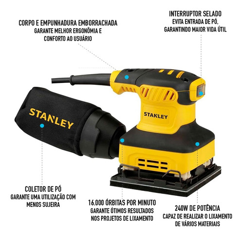 Lixadeira Oscilante 240w 16.000 Opm Stanley Ss24-b2 220v