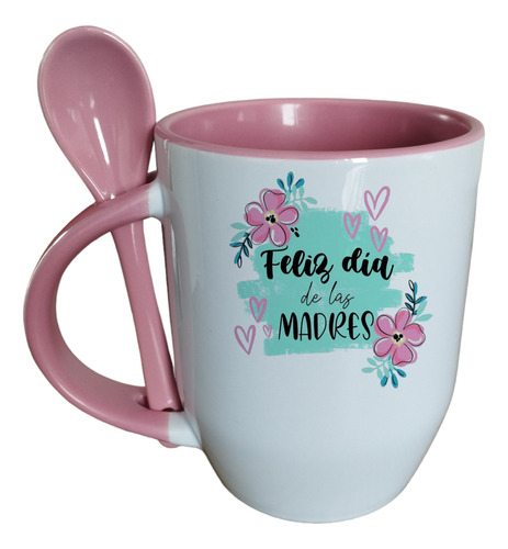Taza Con Cuchara Día De Las Madres Personalizable