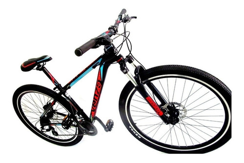 Imagen 1 de 2 de Mountain bike Venzo Skyline Evo R29 18" 21v frenos de disco mecánico cambios Shimano Tourney TY700 y Shimano Tourney TY300 color negro/celeste/rojo