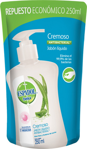 Imagen 1 de 1 de Jabón líquido Espadol Antibacterial Toque Saludable Cremoso repuesto 250 ml