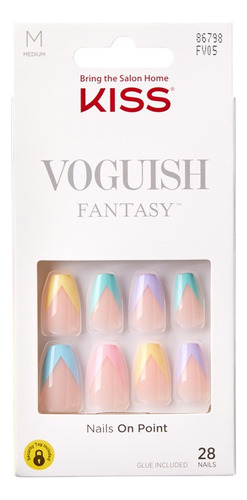 Uñas postizas ballerina Kiss Voguish Fantasy color multicolor francesas