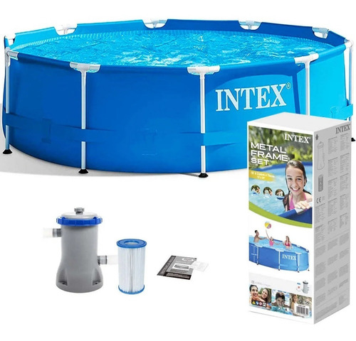 Piscina estructural redonda Intex 28212 con capacidad de 6503 litros de 3.66m de diámetro azul diseño mosaico