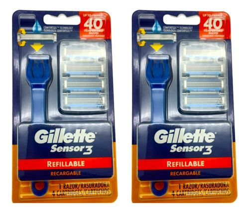 Rastrillo Gillette Sensor 3 Con 4 Cartuchos Pack 2