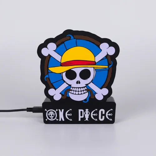 Luminária One Piece Luffy Caveira Jolly Roger Logo Led Usb