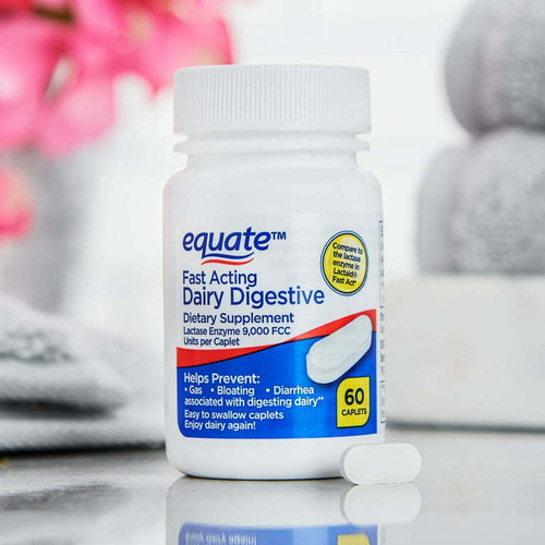 Enzima Lactase Equate 9000 Fcc 60 Comprimidos Sabor Neutro