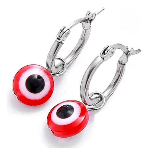 Par Aros Argolla 15mm Ojo Turco Rojo Sintetico  A Q C:4357