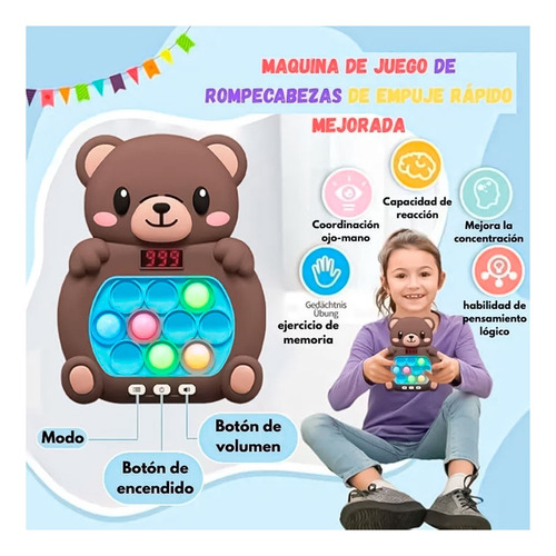 Pop It Electronico Juguetes Sensoriales Popit Osito Speed Marrón