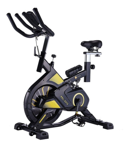 Bicicleta ergométrica Pelegrin PEL-2312 para spinning cor preto e amarelo