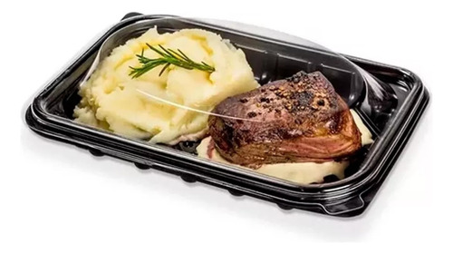 Bandeja Descartable C/tapa Media Costilla Bandex 500 X 25u