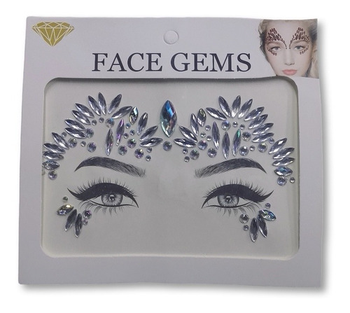 Face Sticker De Gemas Para Cara Y Cuerpo Color Plateado