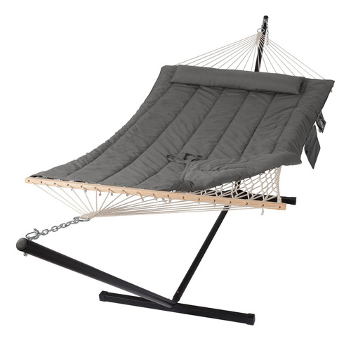 Suncreat Hamaca Doble Para Exteriores Con Soporte, Hamaca D. Color Gris Oscuro