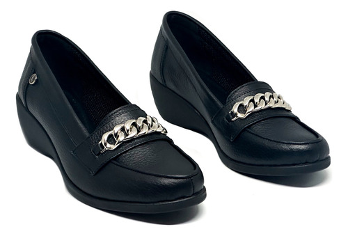 Zapato Mocasin Cuero Mujer Taco Chino