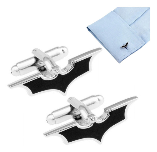 Gemelos De Batman Logo De Metal Negro Para Hombre Joyería