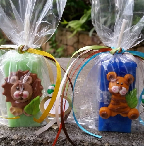 Imagen 2 de 6 de Velas Recuerdos Para Cumpleaños, Animalitos Safari, Detalles