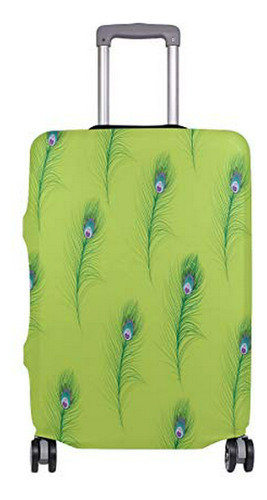 Maleta - Travel Luggage Cover Peacock Feather Pattern Green