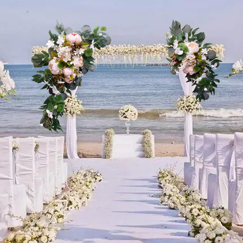 Conjunto De Flores De Arco De Casamento Artificiais Rosa