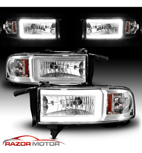 Par Faro Cromado Led Dodge Ram 1500 Lujo 1994 3.9l