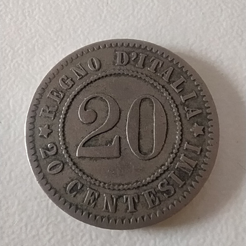 Antigua Moneda 20 Centesimi Italia 1894 Km# 28.2