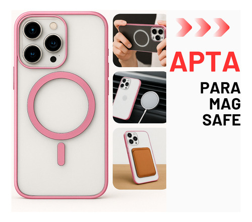 Funda Para Celular Magsafe Compatible Iphone 16 Pro Max Rosa Pastel