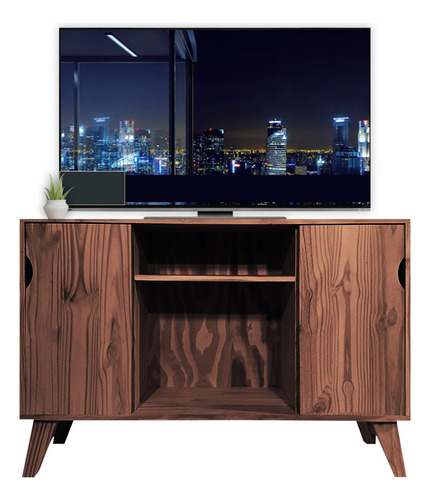 Mesa Tv Rack Retro Madera Pino Natural Macizo Nordico Color Cedro