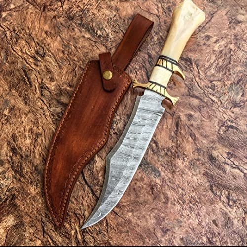 Poshland Rg-44 - Cuchillo De Caza De Acero De Damasco Hecho 