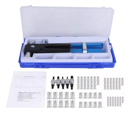 Kit Remachadora Tuerca 86 Piezas M3 A M8 Remache Ciego