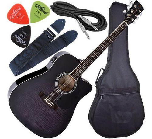 Kit Violão Eletroacústico Folk Cutaway Vogga Vck370 Bmf