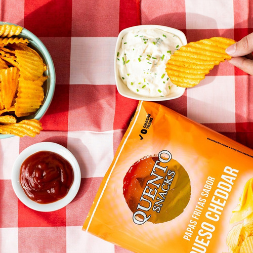 Imagen 5 de 9 de Papas Fritas Cheddar Quento Snacks 90g - 01mercado