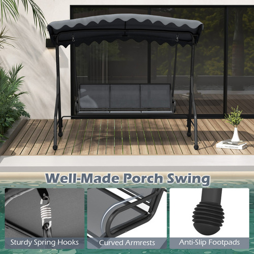 Columpio Para Exterior De 3 Plazas Toldo Ajustable Gpl Gris
