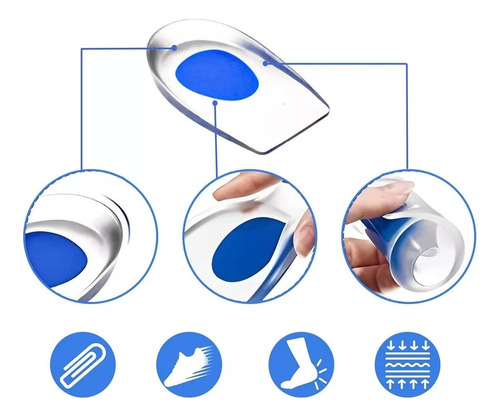 Pack X2 Taloneras Silicona Ortopédicas Marin Plantilla Para Espolón Calcáneo Fascitis Plantar Alivio Del Dolor Talón Gel Suave Antideslizante Unisex Talla Única Lavables Marin Plantillas De Gel