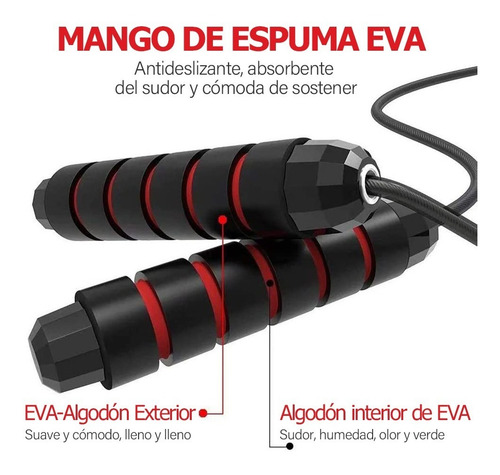 Imagen 3 de 7 de Cuerda Para Saltar Fácil De Ajustar, Mango Cómodo
