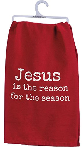 Primitives By Kathy Jesus Dish Towel, Red