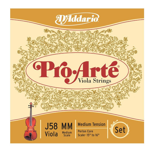 Encordado Daddario J58mm Pro Arte T Media Para Viola