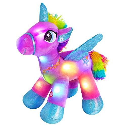 Glow Unicorn Light Up Stuffed Animal Soft Led Caballo P...