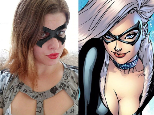 Antifaz Spiderman Black Cat Negro Cosplay Disfraz Sexy Anime