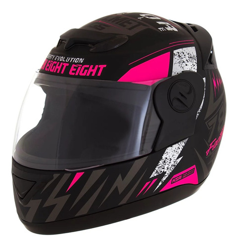 Capacete Moto Pro Tork Evolution G6 Factory Racing Cor Preto/Rosa Desenho Liberty 788 Tamanho do capacete 56