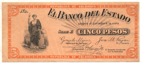 Banco Del Estado 5 Pesos 1900