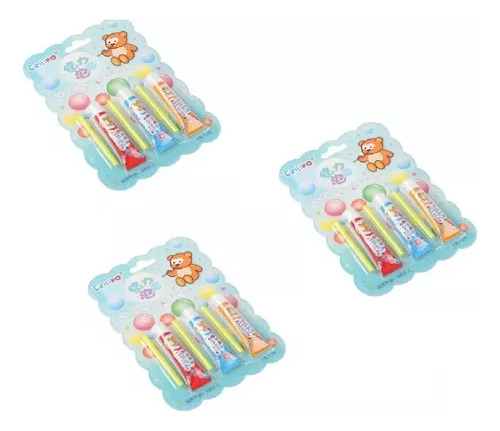 Juguete Duro Para Exteriores Blow Bubbles With Straws, 3 Uni