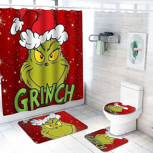 Ph Compatible Cortina De Ducha Navideña Grinch Con 12
