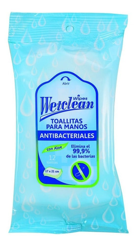 Toallitas Para Manos Antibacteriales Wetclean® X 12 Unidades