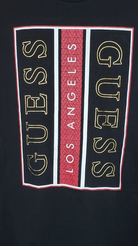 Imagen 3 de 3 de Camiseta Guess Original Americana Negra