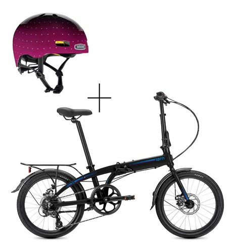 Bicicleta Tern B8 Con Guardabarros Y Parilla + Casco Negro