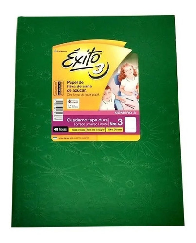 Cuaderno Exito  N3 Verde T.dura Rayado 19x24cm 48hs