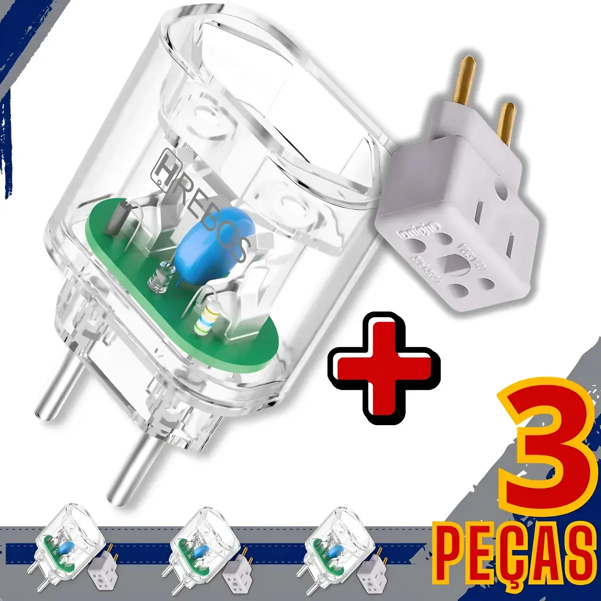Kit 3 Protetor Elétrico DPS Contra Raio Surto Pico Queda Oscilação De Energia - Geladeira Tv Computador